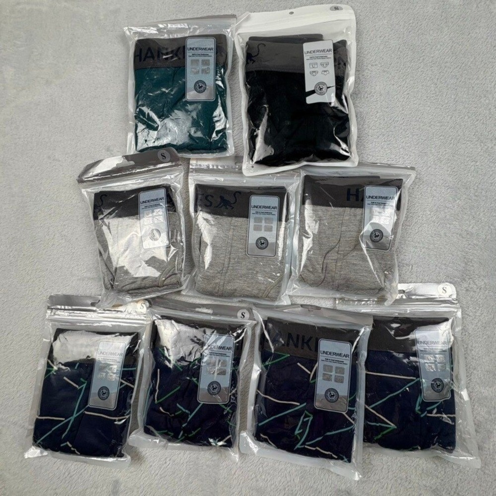 NEW (9 pr.) Hankies‎ Bamboo Boxer Briefs Mens Sm. Soft Stretch Underwear Comfort